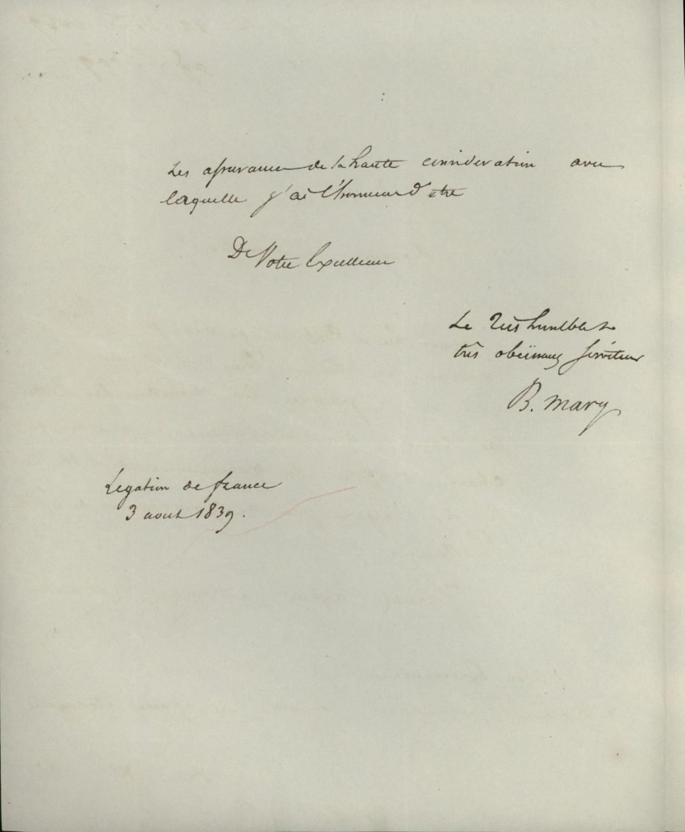 The first Belgian Chargé d’Affaires in Athens, Benjamin Mary, announces to the Greek Minister of Foreign Affairs, Kon. Zografos, his arrival in Athens Page 2