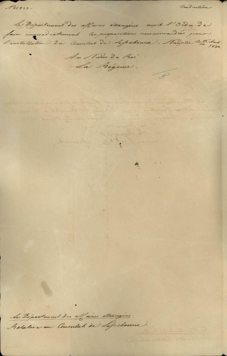 The Regency of Greece orders the Ministry of Foreign Affairs to immediately submit proposals for the establishment of a Consulate in Lisbon Page 2