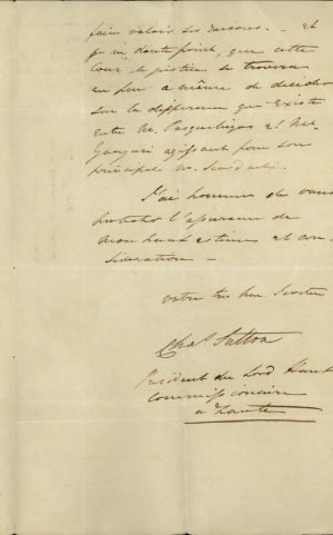 Επιστολή του Τοποτηρητή (Διοικητή) της Ζακύνθου Charles Sutton προς την ελληνική Κυβέρνηση σελ. 3