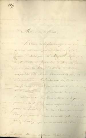ο Υπουργός Δικαιοσύνης της Γαλλίας Joseph-Marie Portalis ανακοινώνει στον Ι. Καποδίστρια ότι ο Βασιλιάς της Γαλλίας Κάρολος Ι΄ αποφάσισε να ανακαλέσει τον Βαρώνο A. Juchereau de Saint-Denis και να αναβαθμίσει τη διπλωματική εκπροσώπηση της Γαλλίας στην ελληνική Κυβέρνηση διορίζοντας ως Αντιπρεσβευτή (Résident) και Γενικό Πρόξενο τον Βαρώνο Achille Rouen σελ. 1