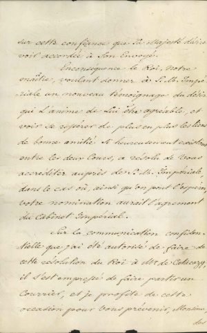 Minister of Foreign Affairs Alexandros Mavrokordatos informs Greek Ambassador in Paris Michael Soutzos, who is in St. Petersburg, that the Czar did not approve the nomination of General Church as Ambassador of Greece in Russia Page 2