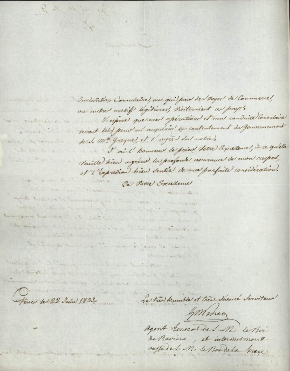 The General Agent of Bavaria in Genoa, Jean Baptiste Penco, announces that he has received the recognition of the Government of the Kingdom of Sardinia in order to undertake the protection of Greek citizens Page 2