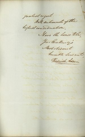 First and last two pages of an extensive letter from the Lord High Commissioner of the Ionian Islands, Frederick Adam, to Governor of Greece Ioannis Kapodistrias Page 3