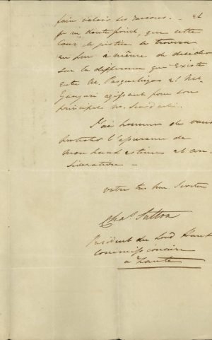 Letter from the British Resident of the Lord High Commissioner in Zante, Charles Sutton, to the Greek Government Page 3